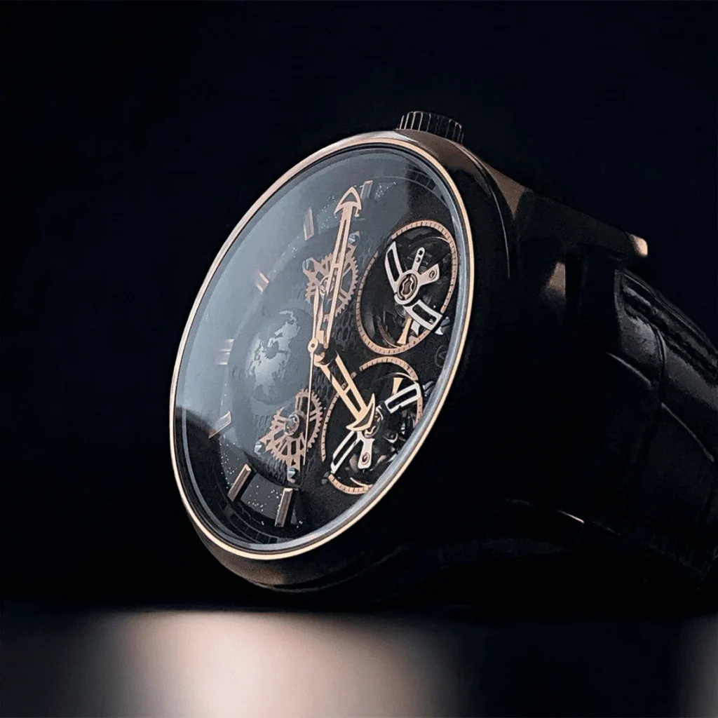 Galileo watch with dial reflection capturing the essence of the night sky