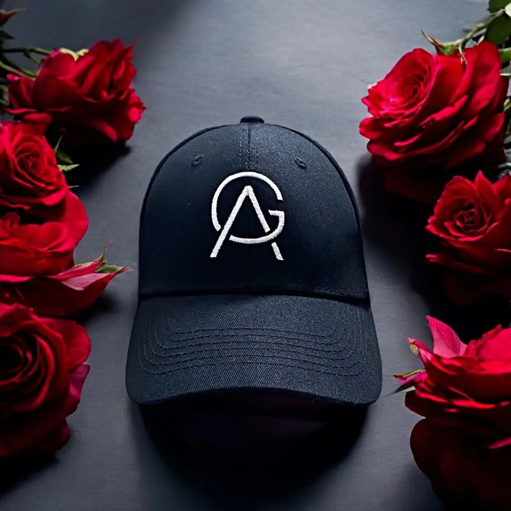 Gentlemaan Cap with the gentlemaan logo in front with valentine roses in the background