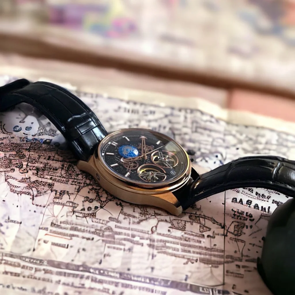 Galileo watch on an antique map